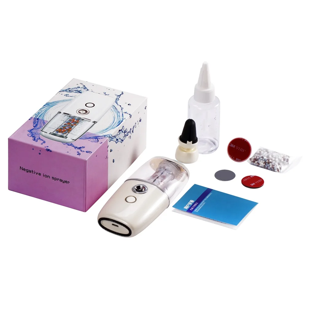 

White & Blue Mini Humidifier Car Ultrasonic Essential Air Diffusers With Negative Ions Particles Sprayer for Travel, Car, Home