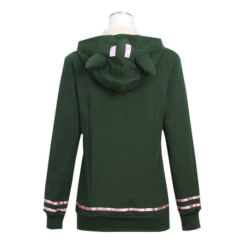 Coshome DanganRonpa Chiaki Nanami Cosplay Costumes Wigs Women Cotton Hoodies Green Coat Halloween Party School Girls Uniforms (3)