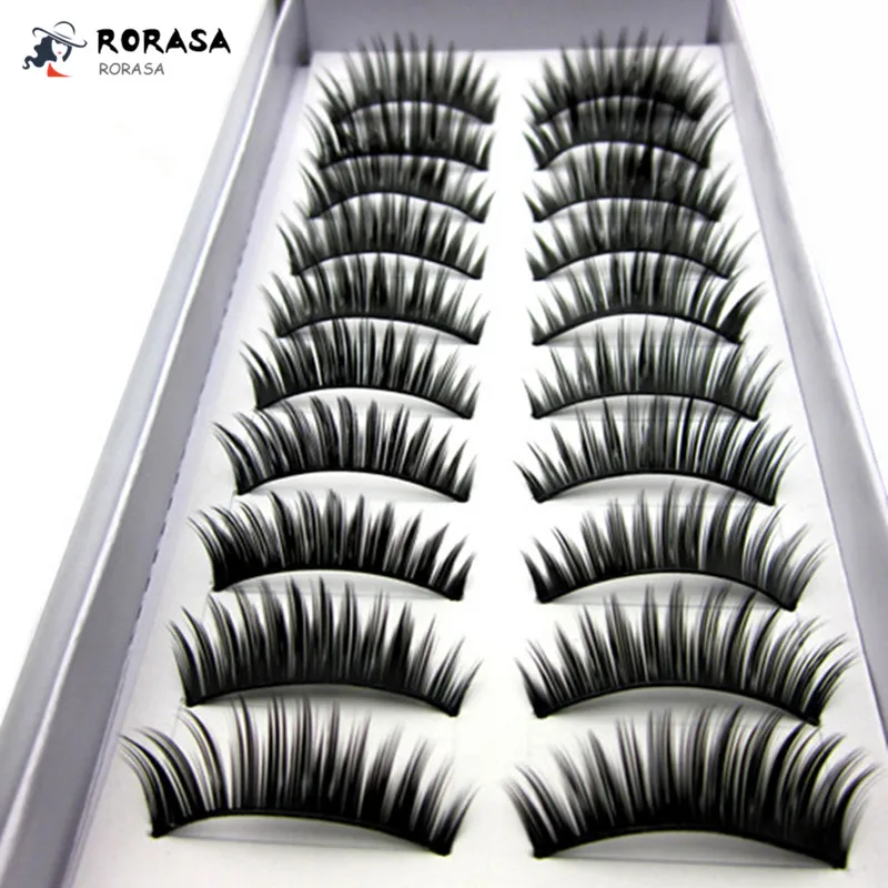 

RORASA 10PCS/set Eyelashes 3D Mink Eyelashes Crossing Mink Lashes Hand Made Full Strip Eye Lashes 6 Styles cilios naturais