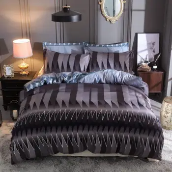 

BEST.WENSD High-quality hot 3d Abstract geometric graph bedding Vertical bar duvet cover set comforter full king bed spreads set