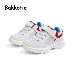 Bakkotie 2018 новые весенние Модная одежда для детей, Детская мода для девочек спортивные тапки детей белые сетчатые Повседневное обуви Малыш