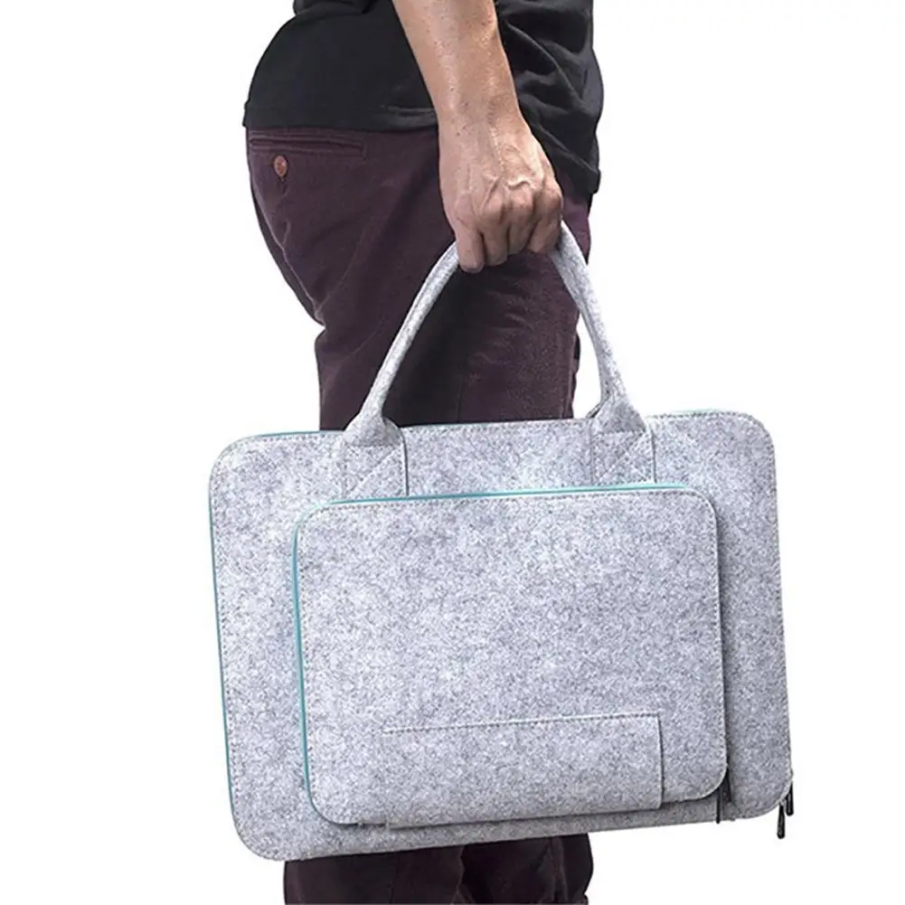 Grey Simple Style Felt Laptop Bag Notebook Case Briefcase Handlebag for Macbook Air Pro Tablet Grey Simple Style Felt Laptop Bag Notebook Case Briefcase Handlebag for Macbook Air Pro Tablet