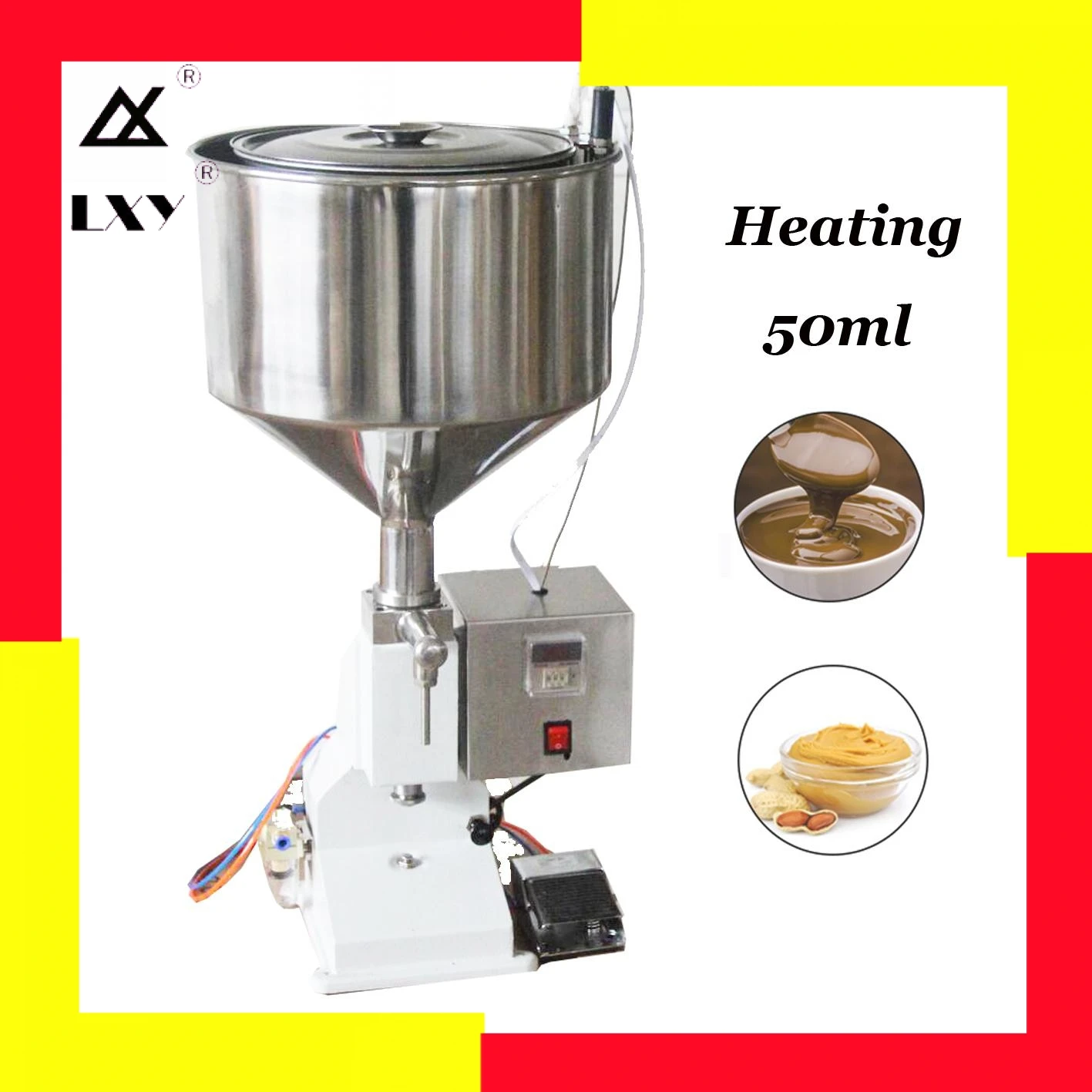 

Heating Hopper Pneumatic Filling Machine 5-50ml Cream Food Paste Dispensing Peanut Butter Packaging Equipment Free Shipping