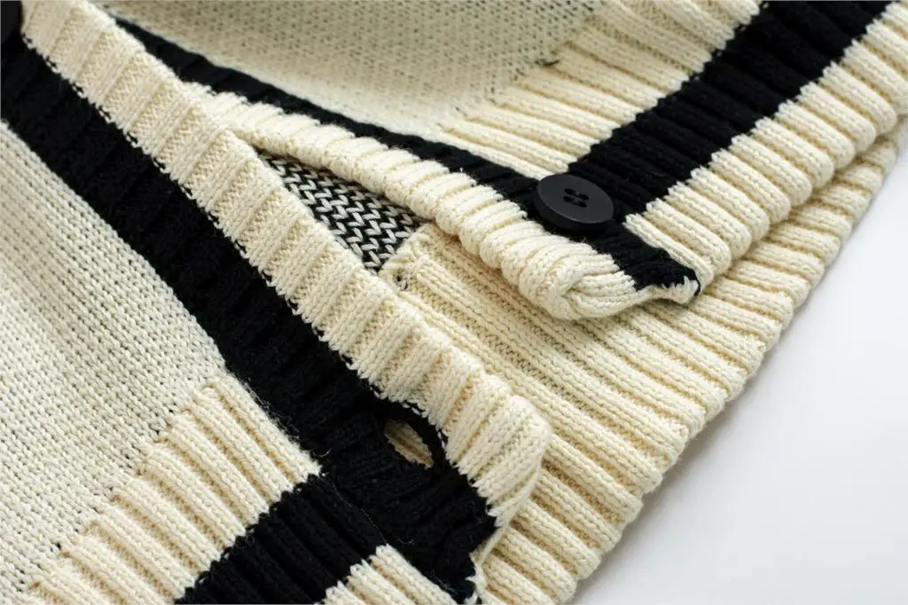 Элегантный женский зимний толстый вязаный кардиган с круглым вырезом, женский свитер высокого качества, свободный белый черный дизайн