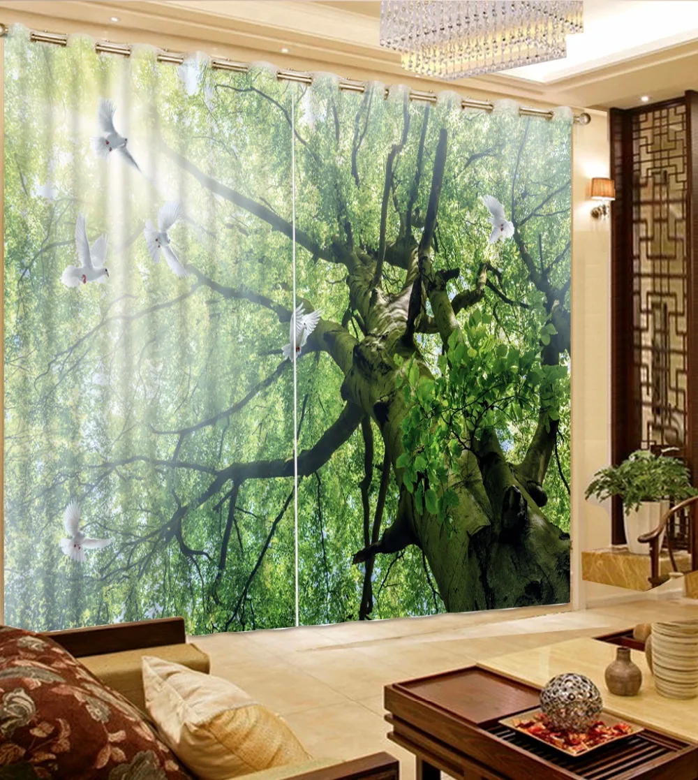 

Nature Scenery Curtains 3D Printing tree Curtains Window For Living Room The Bedroom Sheer Curtains Decoration Drapes