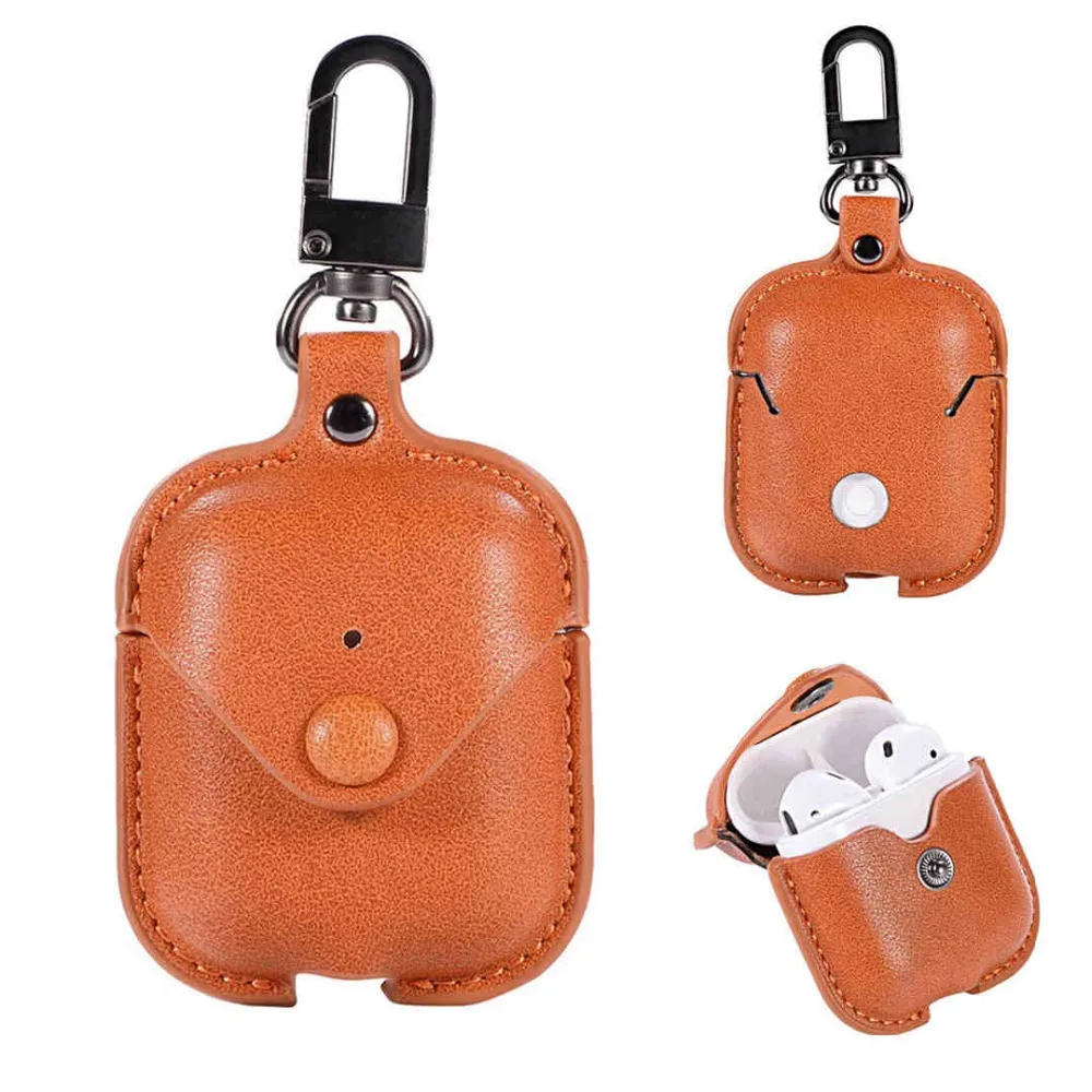 

For Airpods Protective Case Wireless Bluetooth Headset Box Charging Bag Leather Earphone Cover Shell For Airpods iPhone