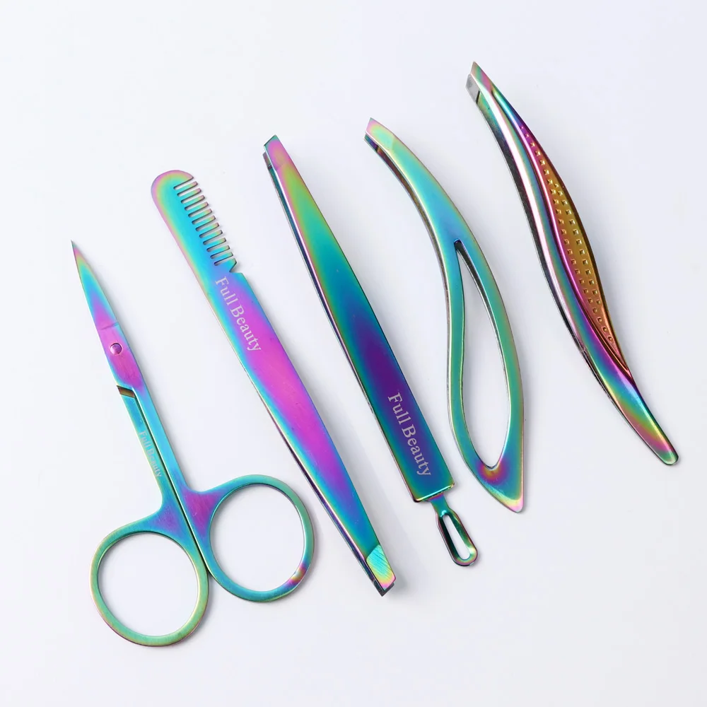 1 шт. радужные пинцеты для бровей ножницы из нержавеющей стали триммер для наращивания ресниц зажим для удаления волос инструменты для маникюра и макияжа TRFBM1-5