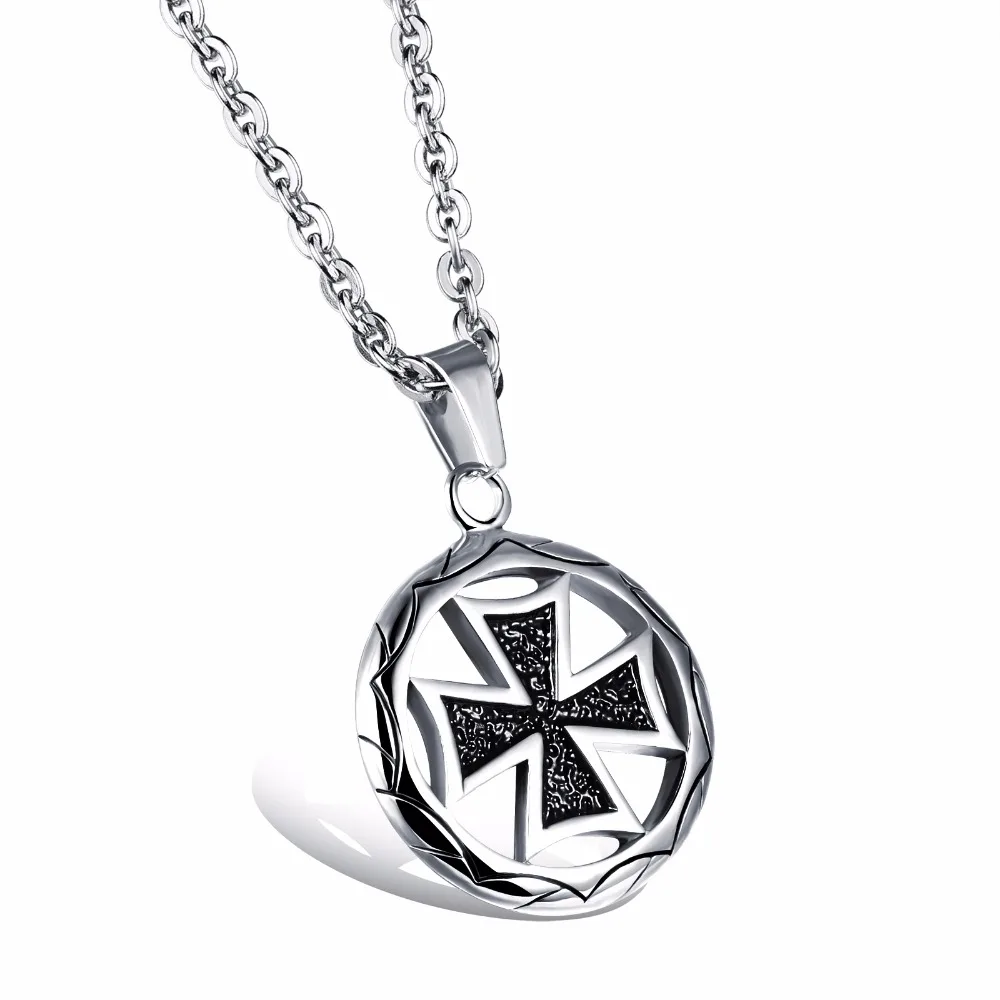 Metal Swastika Pendant necklaces Stainless Steel Black Iron Cross