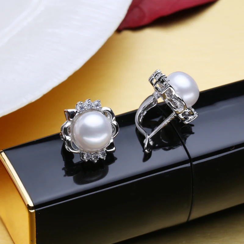 Серьги гвоздики из серебра 925 пробы с пресноводным жемчугом|pearl bow earring|earrings