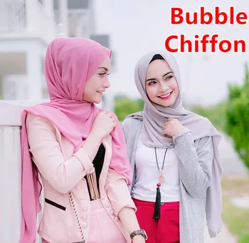 

A1 High Quality Plain Bubble Chiffon Shawls Headbands Popular Hijab Summer Muslim Scarfs
