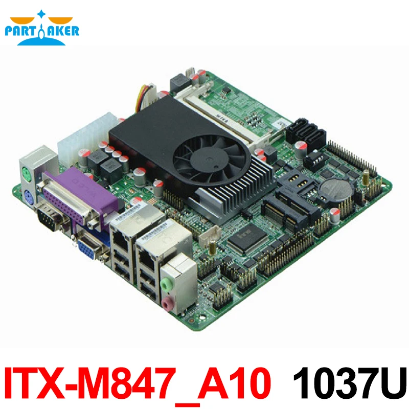 Дешевая мини Промышленная материнская плата ITX Intel 1037U 10COM двойная 24 бита LVDS POS