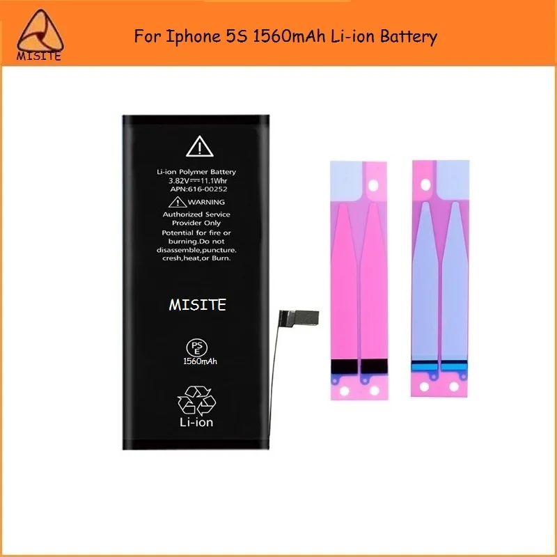 

1PC AAA+ Tested Phone Battery For Iphone 5S Li-ion Inner Built 1560mAh Back Housing Door Cover Battery Replacement