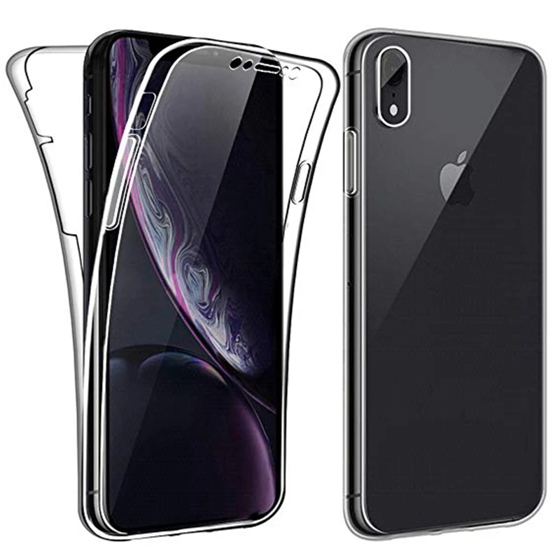for iphone 7 8 X XS MAX XR 10 6 6s Plus se 5 5s Gasbag Soft TPU Clear DropProof Protection Cover 360 Degree Full Body Case |