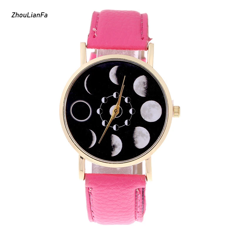 

Eclipse Design Men Women Watch Casual PU Leather Band Quartz Wrist Watch Fashion Wristwatch Clock for Astronomical Lover