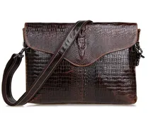 Nesitu Brown Crocodile Alligator Pattern Vintage Genuine Leather Cowhide Small Men Messenger Bags Clutch Purse Ipad Bag #M7267