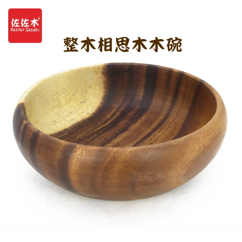 

Whole wood household wooden bowl Japanese instant anti-scalding fall tableware solid wood retro big wooden bowl soup noodle bowl