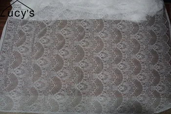 

Off white, Black in stock women gowns lace accessory material TOP! NEW quality subtle chantilly lace fabric 3 meters!