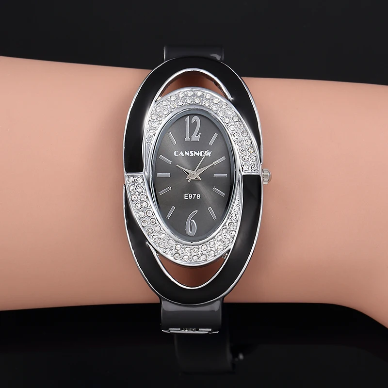 

Luxury Women Rhinestones Bangle Watches 2019 New Stylish Ladies Creative Dress Bracelet Clock Present Gifts zegarek damski