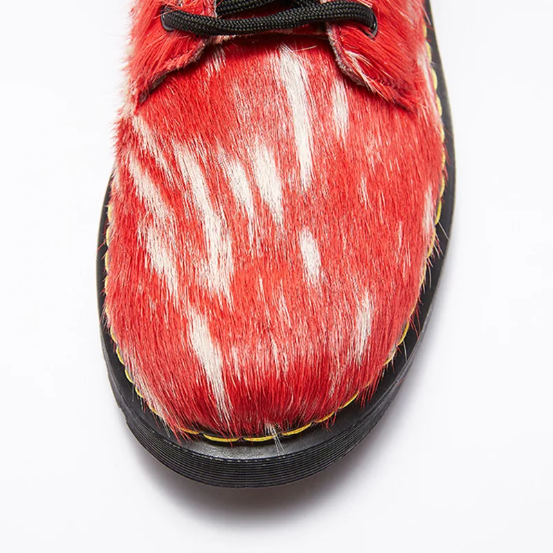 Punk Tobillo Botas De Señoras Martins Mujer Real Crin Caliente Multiple Las Caballo Cuero Invierno Igu Mujeres wEczYXOq