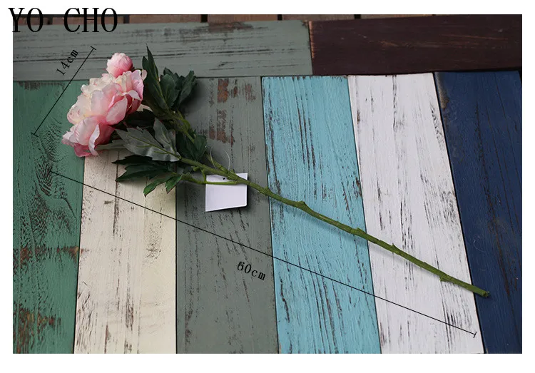 YO CHO Rose Artificial Flowers 3 Heads White Peonies Silk Flowers Red Pink Blue Fake Flower Wedding Decor for Home Peony Bouquet (3)