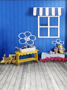 

VinylBDS 200X300CM Flowers Wood Train Toys Dolls Window Backdrop Photography Mini Backgrounds Studio Backgrounds