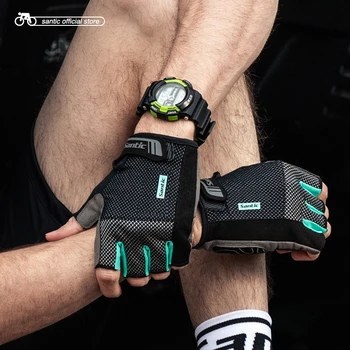 

Santic Men summer Cycling Gloves Half Finger MTB Cool Feeling Breathable Anti-pilling Anti-static Sun-protective8C09079