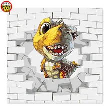 Разбитая стена маленький динозавр три трехмерные чувство рисовать на холсте по номерам известные картины абстрактная живопись