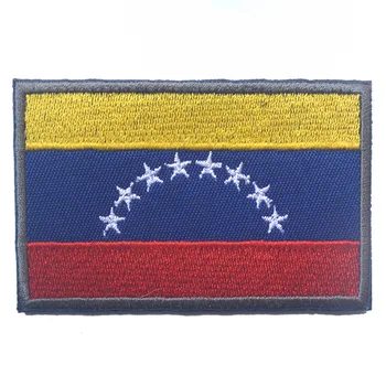 

The world flag of Venezuela Patches embroidery the patches for clothes clothing stickers Hook/Loop 8*5CM