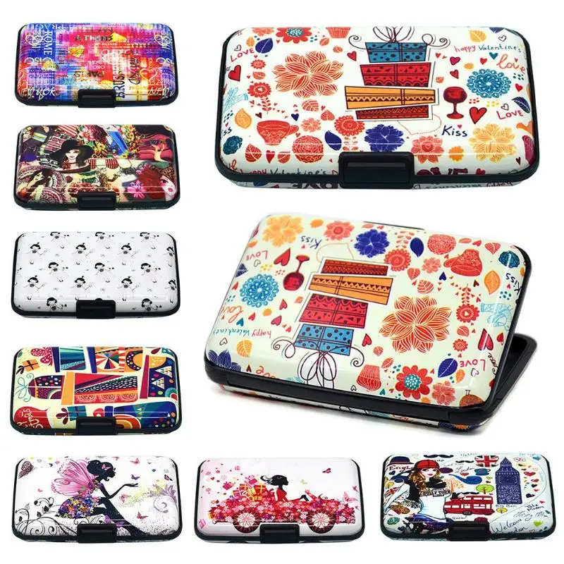 

Fashion Women Color Printing Scanning Protect Anti-theft Business Card Box Credit Card Pocket Wallet Holder