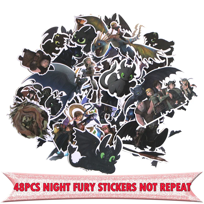 

48pcs How to train your dragon Night fury cartoon DIY stickers Cartoon style for DIY PC wall notebook phone scrapbooking E0015