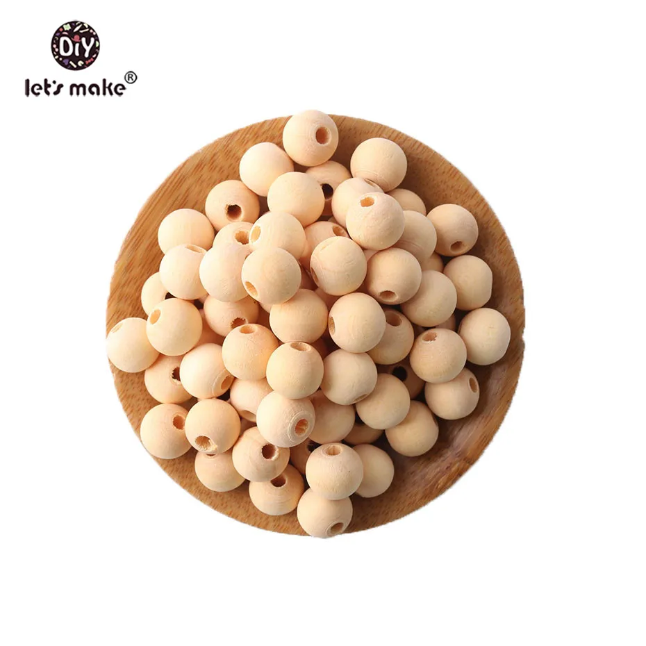 

Let's Make Baby Teether 100pc 10mm Maple Wood Beads Food Grade Wooden Teether Baby Products Nursing AccessoriesTeething Toys