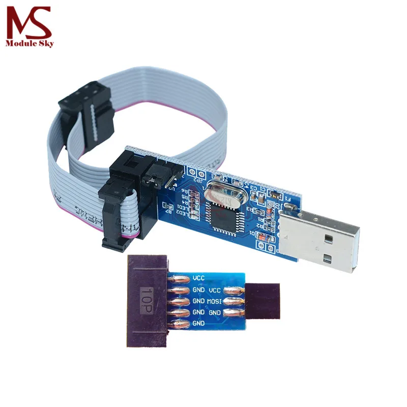 

USBASP Download Module+10 Pin to Standard 6 Pin Cable Adapter Board Programmer USB ATMEGA8 ATMEGA128 ATtiny/CAN/PWM For Arduino