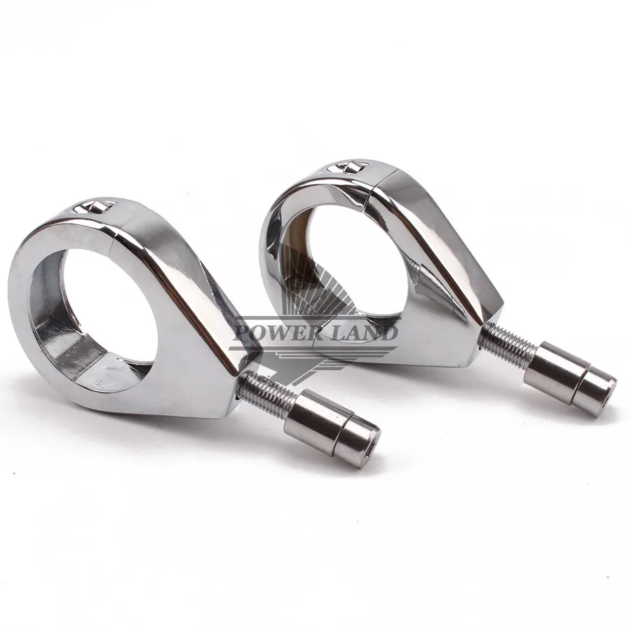 

2x Chrome Motorcycle Turn Signal Bracket 39mm Front Fork Relocation Clamps Mount Indicator For Harley Davidson