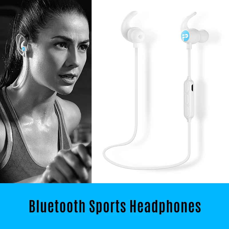 

Bluetooth 4.0 Earphone Sports Headphones Headsets with Built-in Mic (White)