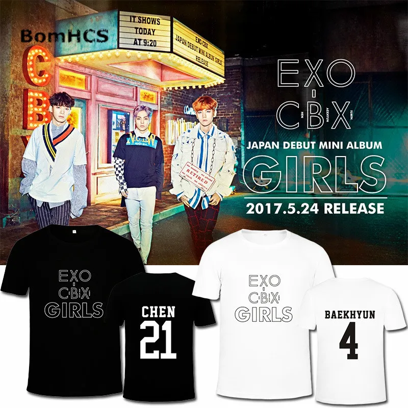 BomHCS Kpop EXO CBX Альбом Футболка для девочек унисекс летняя хлопковая футболка с
