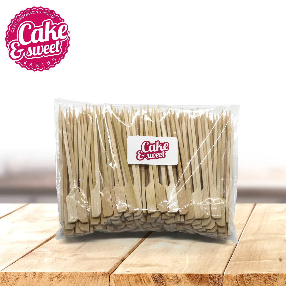 100/200pcs 4.7" Bamboo Paddle Skewers Barbecue Party Food Picks Buffet Fruit Fork Disposable Gill Tools gift cream bottle