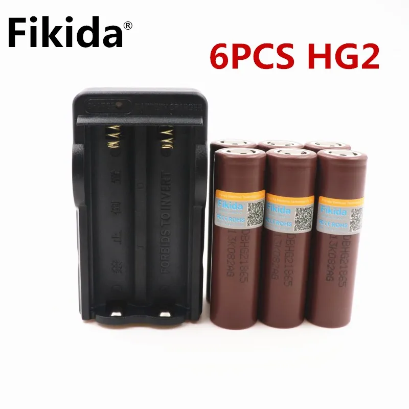 

2018 Fikida for LG HG2 18650 3000mah electronic cigarette Rechargeable batteries power high discharge power+18650 chager