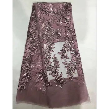 

tulle lace fabric 2018 nigerian french net lace with sequins mesh embroidery fabric high quality 5yard/lot LZ30