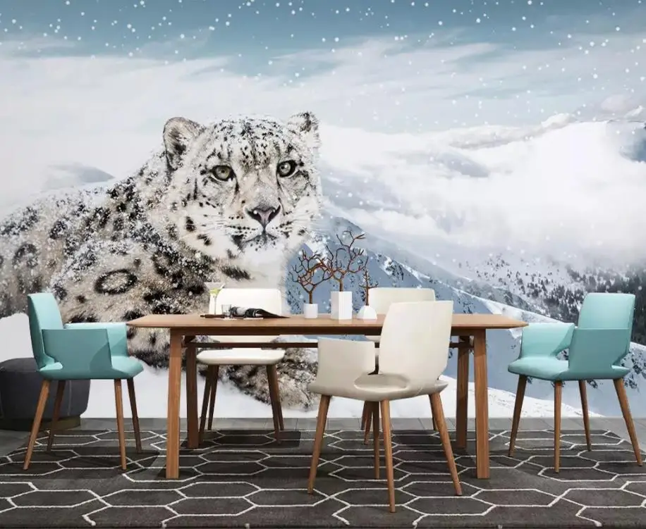 Custom 3d Wallpaper Snow leopard animal leopard landscape background wall painting Wallpaper Mural Painting For Living Room Custom 3d Wallpaper Snow leopard animal leopard landscape background wall painting Wallpaper Mural Painting For Living Room