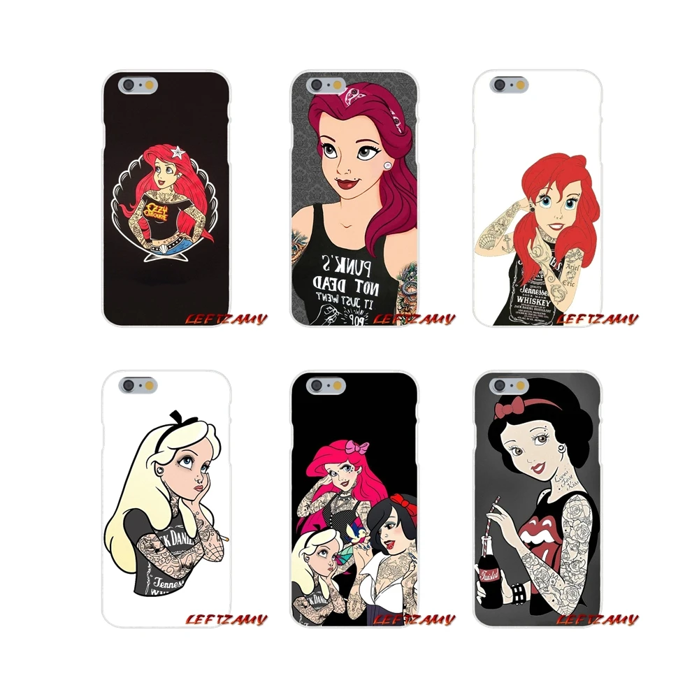 

For Samsung Galaxy S4 S5 MINI S6 S7 edge S8 S9 S10 Plus Note 3 4 5 8 9 Silicone Shell Case Tattooed Alice Ariel Jasmine princess