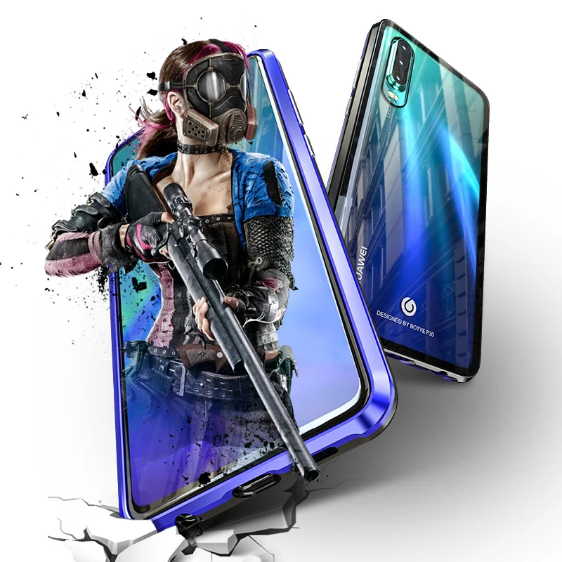 Чехол для Huawei P30 Pro с магнитной адсорбцией алюминиевый металлический бампер ЧПУ