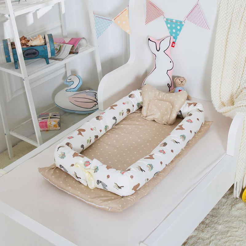 Новинка 2019, переносная детская люлька для кровати, детский шезлонг для новорожденных, кроватка, дышащее гнездо для сна с подушкой