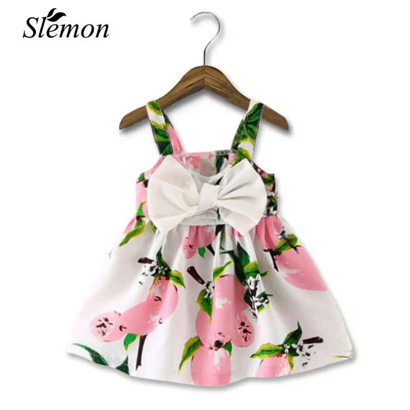 

2018 New Baby Infant Girl Dresses Fashion Print Clothes Sleeveless Slip Dress Princess Birthday Girls Dress Summer Pink Yellow