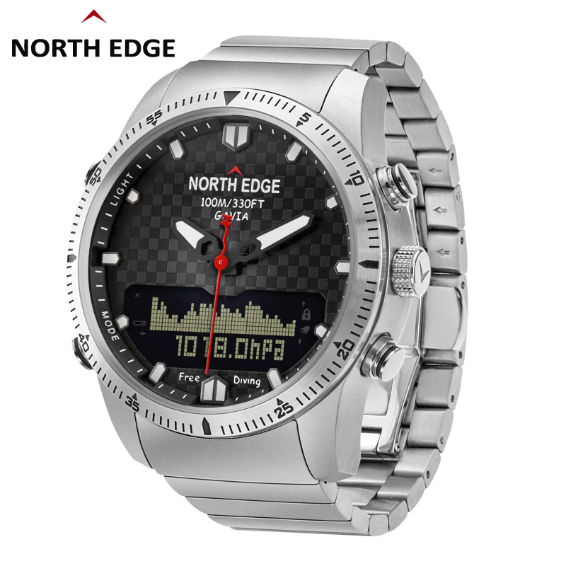 

Smart Watch Diving NORTH EDGE Stainless Steel Bracelet 100M Waterproof Clocks Pedometer Wristwatch Intelligent Electronics Watcn