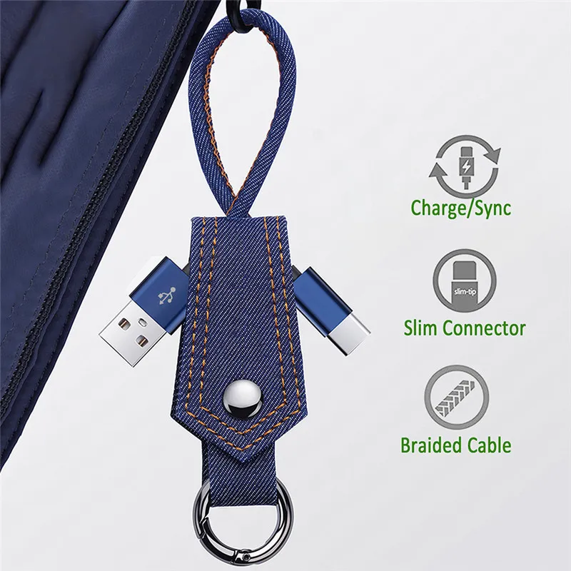 Портативный USB кабель кожаный брелок для ligthning Micro Samsung Тип C кабели iphone