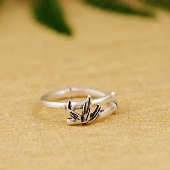 

The New Fashion Wholesale Jewelry Line Female Personality S990 Silver Ring Archaize Process Modelling Of Bamboo Gift
