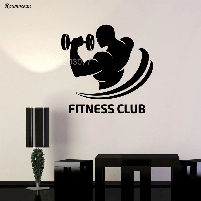 Fitness Club Logo Gym Bodybuilding Sports Decor Vinyl Wall