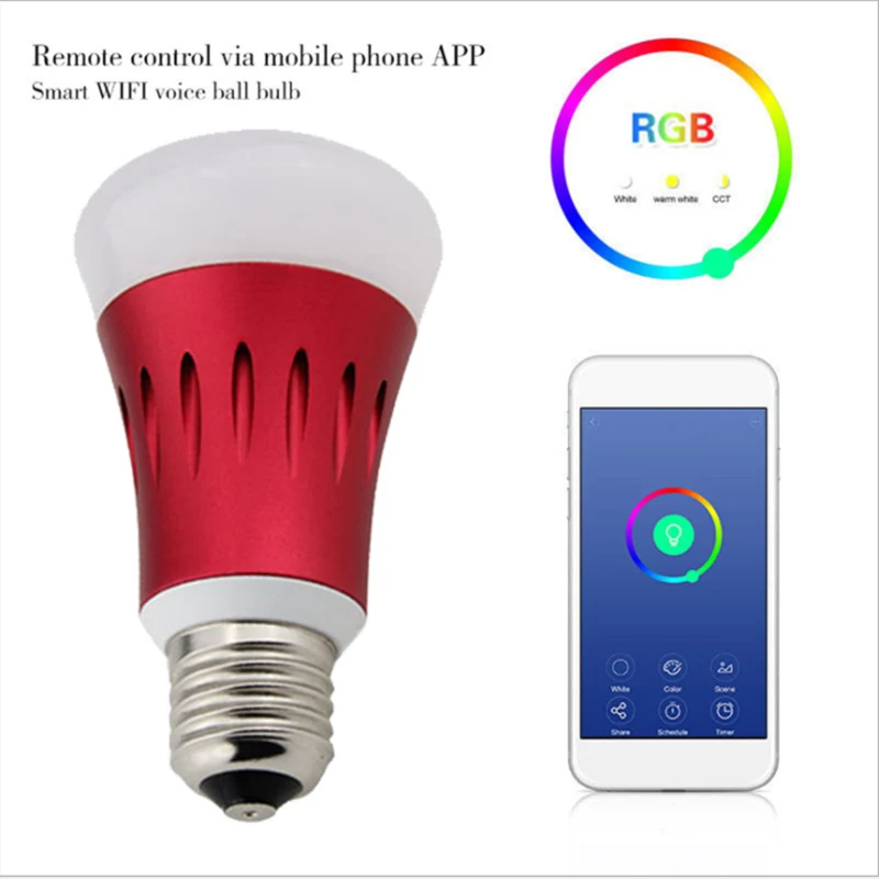 

Hot E27/E14/B22 Smart LED Light Bulb WiFi Remote Control for Amazon Alexa Google Home PLD