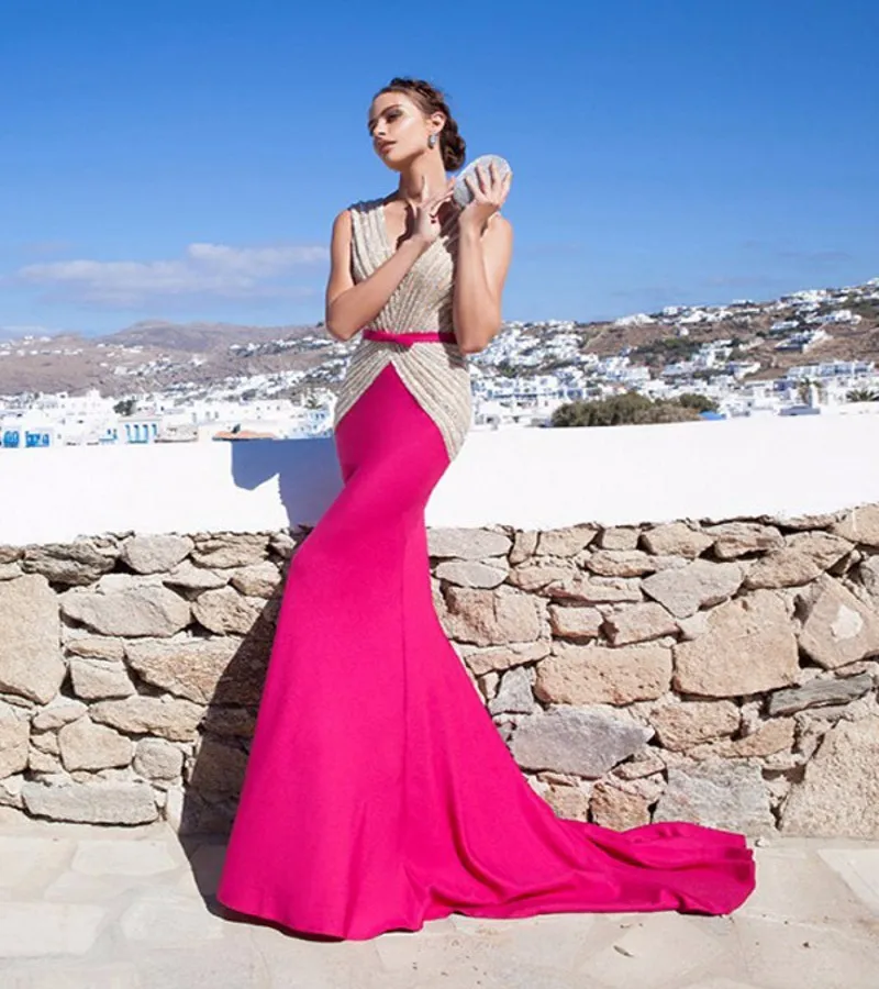 2015-Fashion-Elegant-Evening-Dresses-V-Neck-Top-Beaded-Sleeveless-Sashes-Zipper-Mermaid-Court-Train-Prom (1)_conew1