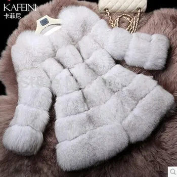 

Luxury Lady Genuine Natural Fox Fur Coat Jacket O-Neck Winter Women Fur Trench Outerwear Coats Overcoat VK1482